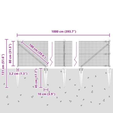 vidaXL Συρματόπλεγμα με ακίδες 10x0,8 μ Χάλυβας με επικάλυψη PVC