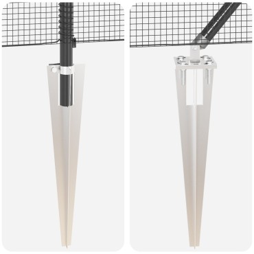 vidaXL Σετ Πέ Fence Σετ των 2 Γκρι Μέταλλο και πλαστικό 25x1 μ