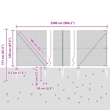 vidaXL Συγκολλητός Φράχτης με 13 Στηρίγματα Γκρι 1.2x25 μ Χάλυβας