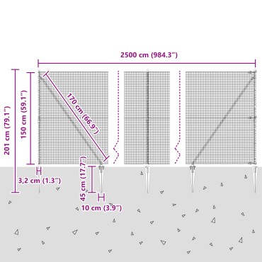 vidaXL Συρματόπλεγμα με ακίδες 25x1,5 m Χάλυβας με επικάλυψη PVC