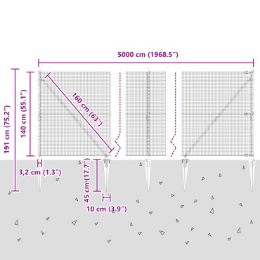 vidaXL Συρματόπλεγμα με ακίδες 50x1,4 μ Χάλυβας με επικάλυψη PVC