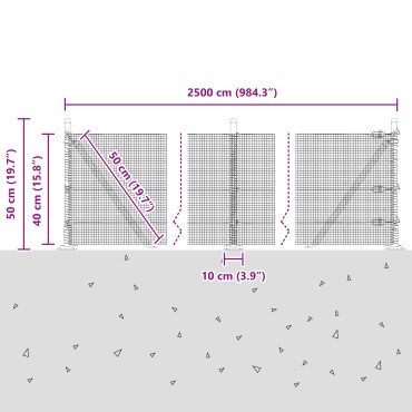 vidaXL Συρματόπλεγμά με 13 Φλαντζίτσες Πράσινο 0.4x25 m Χάλυβα