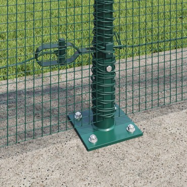 vidaXL Σετ Πόλων Φράχτη Σετ των 2 Πράσινο Ατσάλι, PVC 25x1 μ