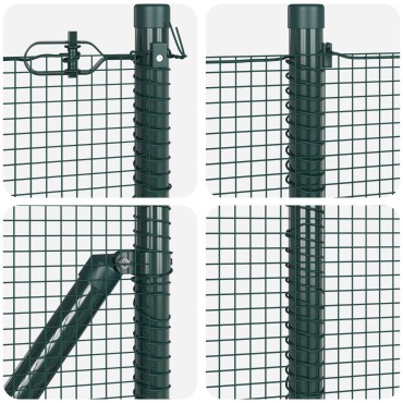 vidaXL Σετ Πόλων Φράχτη Σετ των 2 Πράσινο Ατσάλι, PVC 25x1 μ