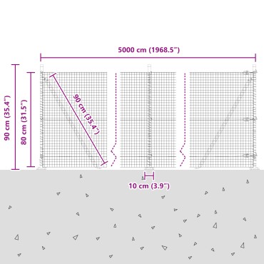 vidaXL Συρματόπλεγμα με 13 πρόβλεψες πράσινο 0.8x50 μ χάλυβα