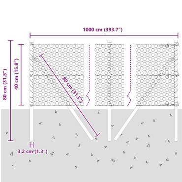 vidaXL Εξάγωνος Φράκτης Πράσινος 0.4x10 μ. Ατσάλι