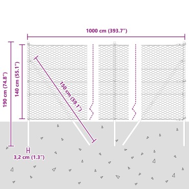 vidaXL Εξάγωνος Φράκτης Πράσινος 1.4x10 μ Χάλυβας
