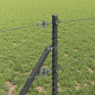 vidaXL Εξαγωνικός Φράχτης Γκρι 0.6x10 m Ατσάλι