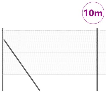 VidaXL Εξάγωνος Φράχτης Γκρι 1x10 μ Ατσάλι, VidaXL Πόλοι Φράχτη 7 τεμ Γκρι 32 χλστ 150cm Γαλβανισμένο Ατσάλι
