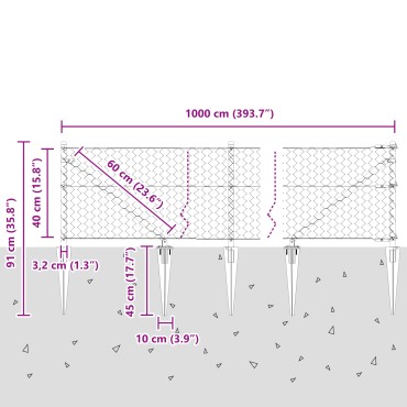 vidaXL Εξάγωνη Φράχτη Πράσινη 0.4x10 μ Χάλυβας