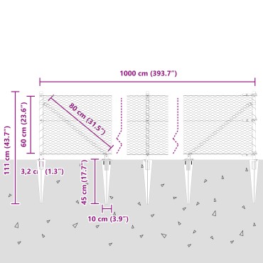 vidaXL Hexagon Φράκτης Πράσινος 0.6x10 μ Χάλυβας