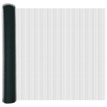 Φράχτης Hexagon vidaXL Πράσινος 1.4x10 μ Ατσάλι, Πόδια Φράχτη vidaXL με Στερεωτικούς Στύλους 7 τεμ 32 μμ 160cm Ανοξείδωτο Ατσάλι