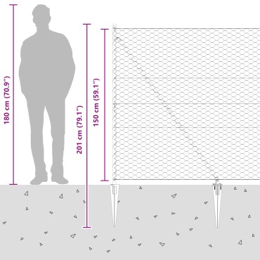 vidaXL Φράχτης Έξαφτεν Γκρι 1.5x10 m Ατσαλιού