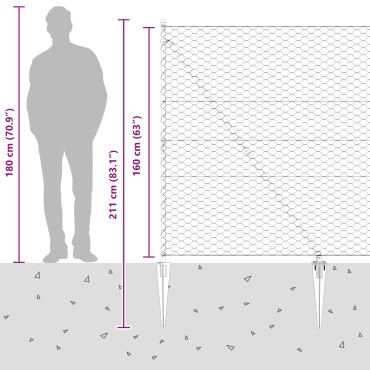 vidaXL Γκρι Εξάγωνος Φράκτης 1,6x10 μ Ατσάλι