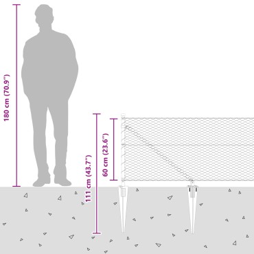 vidaXL Γκρι Πολυγωνικός Φράκτης 0.6x25 μ Χάλυβας