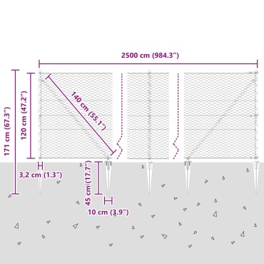 vidaXL Σετ Φράκτη Σετ 2 τεμαχίων Γκρι Μέταλλο 25x1.2 μ Ανθεκτικό