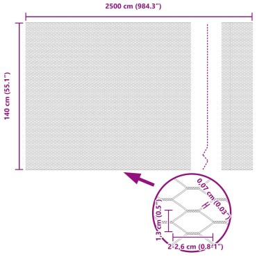 vidaXL Εξάγωνος Φράχτης Γκρι 1.4x25 μ Ατσάλι