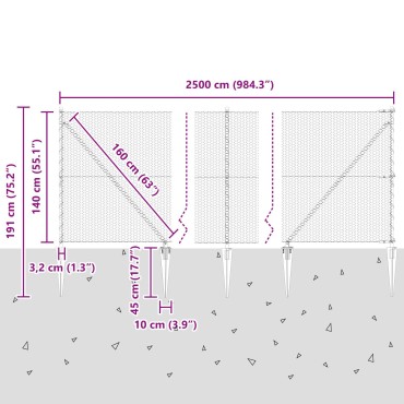 vidaXL Εξάγωνος Φράχτης Γκρι 1.4x25 μ Χάλυβας