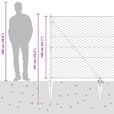 vidaXL Hexagon Fence Grey 1.4x25 m Ατσάλι