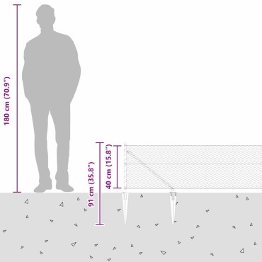 vidaXL Εξαγωνική Φράχτη με Στύλο 50x0,4 μ PVC-Επικαλυμμένο Ατσάλι
