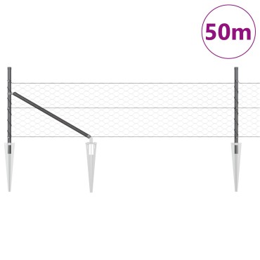vidaXL Hexagon Fence Γκρι 0.4x50 μ Ατσάλι
