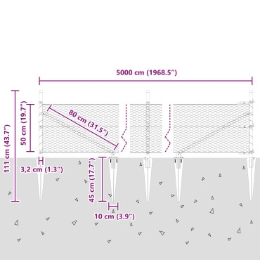 vidaXL Hexagon Fence Γκρι 0.5x50 μ Χάλυβας