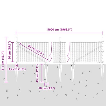 vidaXL Hexagon Fence Γκρι 0.5x50 μ Χάλυβας