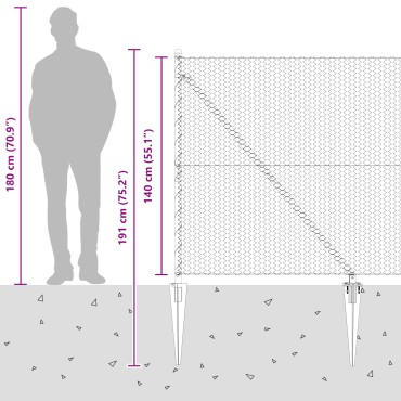 vidaXL Γκρι Εξάγωνη Φράχτη 1,4x50 m Χάλυβας