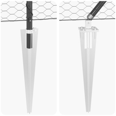 Φράχτης Hexagon vidaXL Γκρι 1.4x50 μ Χάλυβας, Στυλιζαρισμένες Στήλες vidaXL με Ακίδες 13 τμχ 32 μμ 160cm Γαλβανισμένος Χάλυβας
