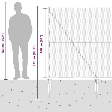 vidaXL Εξάγωνος Φράχτης Γκρι 1.6x50 μ Ατσάλι