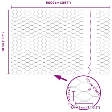 Εξωτερική Περίφραξη vidaXL Γκρι 0.5x100 μ Χάλυβας, Στήλες Περίφραξης vidaXL με Σφήνα 13 τμχ 32 μμ 80cm Γαλβανισμένος Χάλυβας