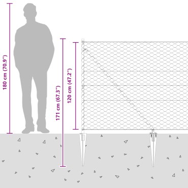 vidaXL Φράκτης Εξάγωνος Γκρι 1.2x100 m Χάλυβας