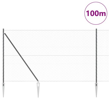 vidaXL Εξαγωνικός Φράχτης Γκρι 1.6x100 μ Ατσάλι
