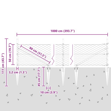 vidaXL Πολυγωνικός Φράχτης 0,5x10 m Γαλβανισμένος Χάλυβας