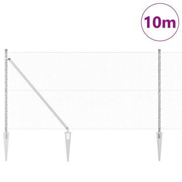 Φράχτης Hexagon vidaXL 1.4x10 μ Γαλβανισμένο Χάλυβα, Στηρίγματα Φράχτη vidaXL με Σταυροειδές Στήριγμα 7 τμχ 32 μ 160cm Γαλβανισμένο Χάλυβα
