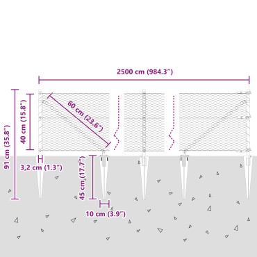 vidaXL Εξαγωνικός Φράχτης 0.4x25 m Γαλβανισμένος Χάλυβας