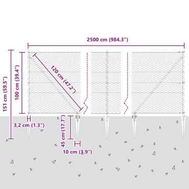 vidaXL Φράχτης Έξιγωνο με 13 Σταυρούς 1x25 μ Γαλβανισμένο Ατσάλι