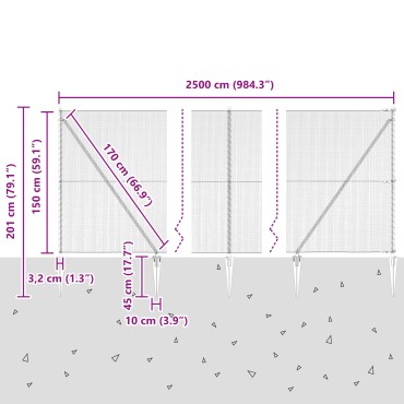 vidaXL Set Φραχτών Σετ 2 Γαλβανισμένος χάλυβας 25x1.5 μ Ανθεκτικό