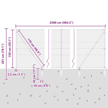 vidaXL Σετ Περίφραξης Σετ 2 Γαλβανισμένο ατσάλι 25x1.5 μ. Ανθεκτικό