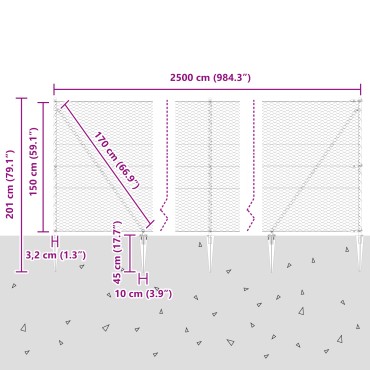 vidaXL Σετ Περίφραξης Σετ 2 Γαλβανισμένο ατσάλι 25x1.5 μ. Ανθεκτικό