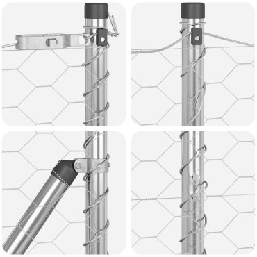 Φράχτης Hexagon vidaXL 1.4x50 μ Γαλβανισμένο Ατσάλι, Στήλοι φράχτη vidaXL με αιχμή 13 τεμαχίων 32 μ 160cm Γαλβανισμένο Ατσάλι