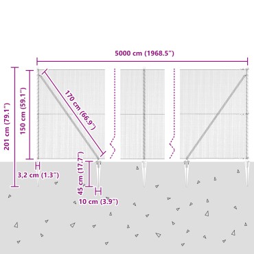 Περίφραξη Εξάγωνη vidaXL 1.5x50 m Γαλβανισμένο Ατσάλι, Στυλοί Περίφραξης vidaXL με Ακίδα 13 τεμ 32 mm 170cm Γαλβανισμένο Ατσάλι