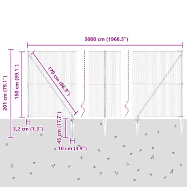 vidaXL Hexagon Fence 1.5x50 μ Γαλβανισμένος Χάλυβας