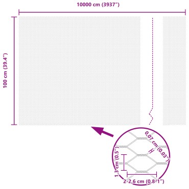 vidaXL Εξαγωνική Φράχτη με Στύλο 100x1 μ Γαλβανισμένος Χάλυβας Ασημί