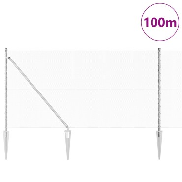vidaXL Εξαγωνική Φράχτη με Στύλο 100x1 μ Γαλβανισμένος Χάλυβας Ασημί