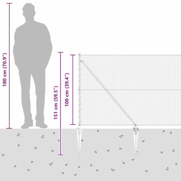 vidaXL Εξαγωνική Φράχτη με Στύλο 100x1 μ Γαλβανισμένος Χάλυβας Ασημί