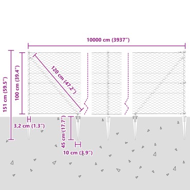 vidaXL Εξάγωνη Περίφραξη 1x100 m Γαλβανισμένος Χάλυβας