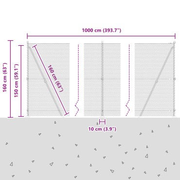 vidaXL Εξαγωνικός Φράχτης Πράσινος 1.5x10 m Χάλυβας, Πόλοι Φράχτη vidaXL με Βάσεις 7 τμχ 32mm 83.5cm Γαλβανισμένος Χάλυβας