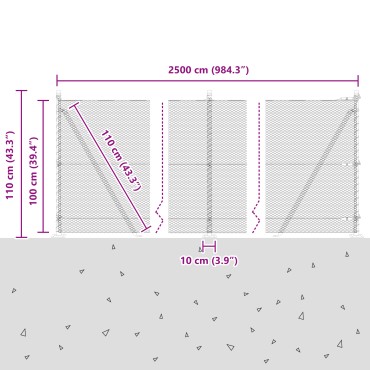 vidaXL Σετ Περιφράξεων Σετ 2 Γκρι Χάλυβας 25x1 μ Ανθεκτικό