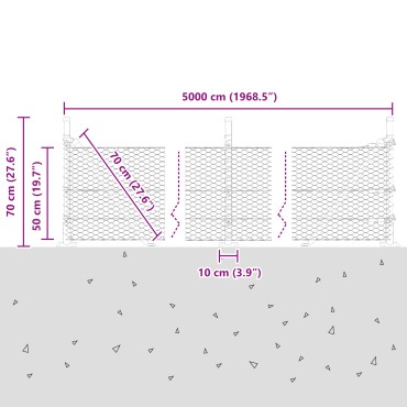 vidaXL Εξαγωνικός Φράκτης Γκρι 0.5x50 μ Ατσάλι